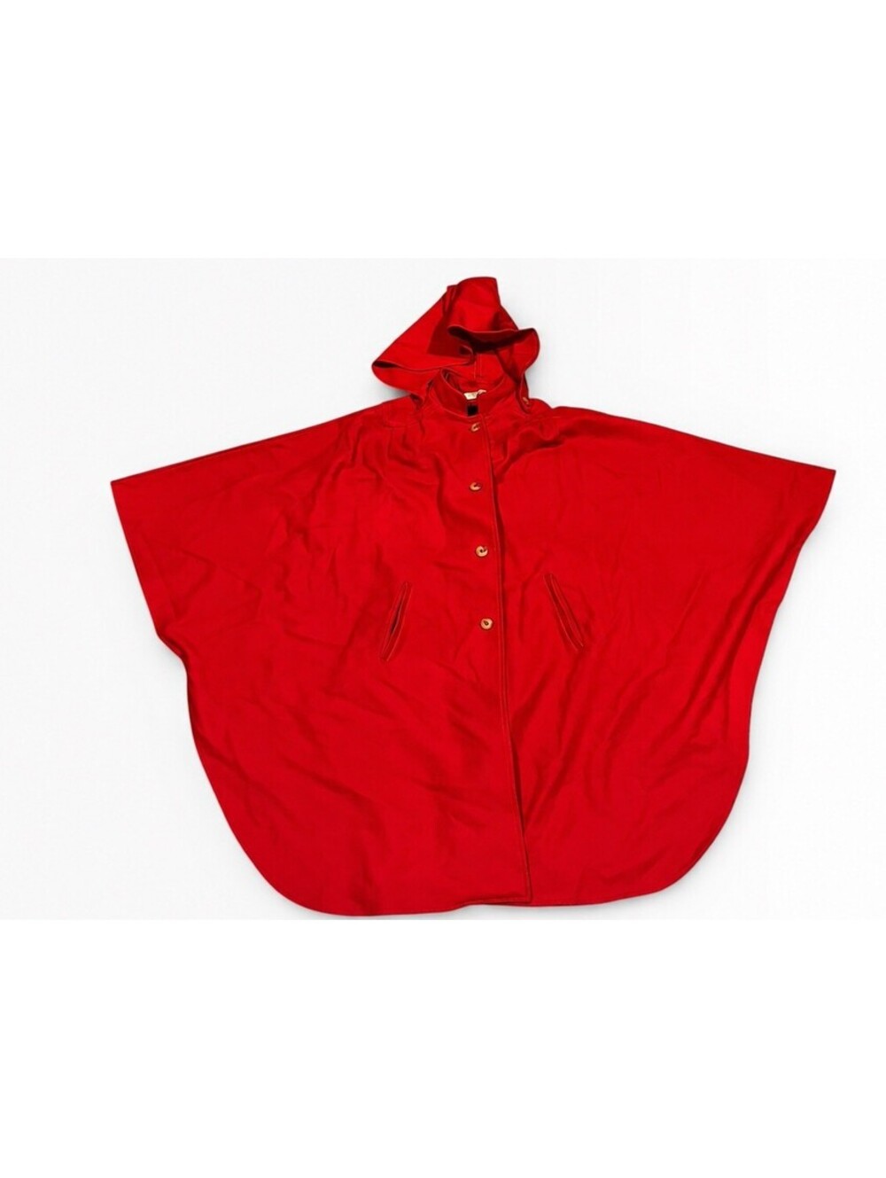 Vintage Herman Kay Red Hooded Cape Cloak Coat Full Sweep USA One Size